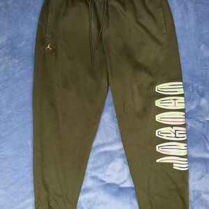 Jordan green sweatpants with multicoloured logo Size XXL